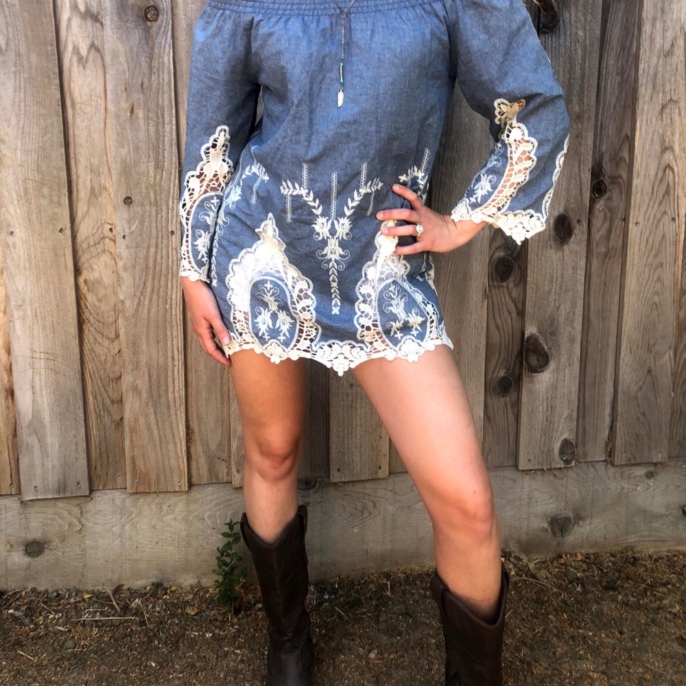 Embroidered Denim Top